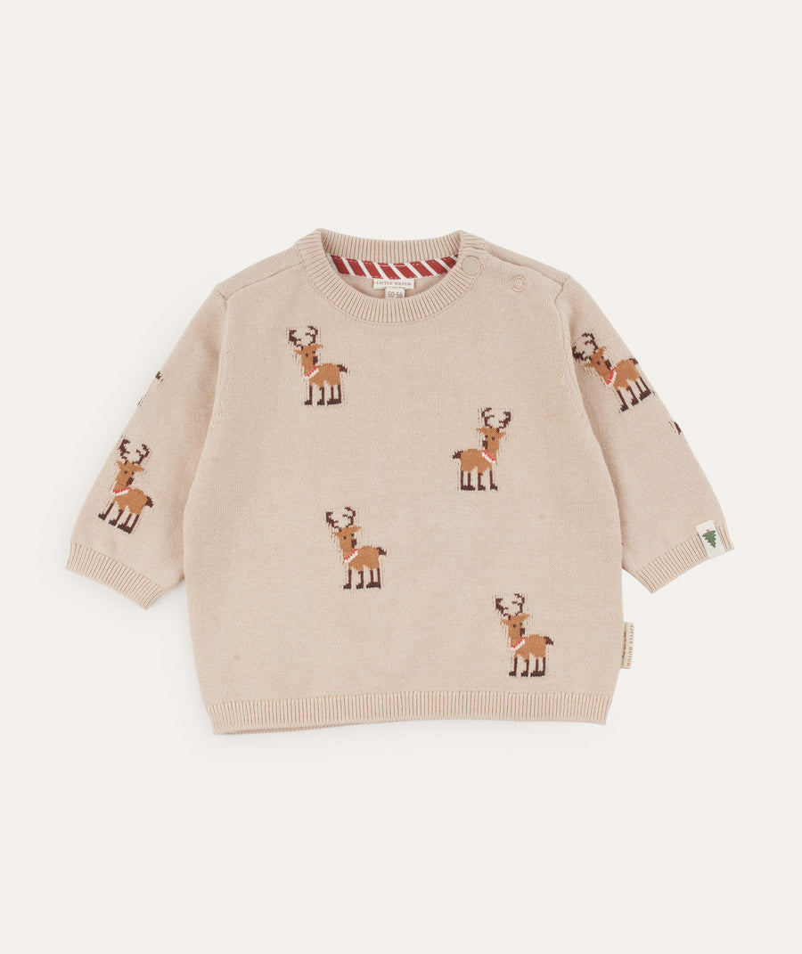 Knitted Christmas Sweater Reindeers: Sand