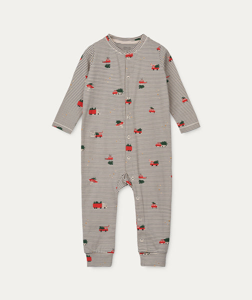 Birk Printed Pyjamas Jumpsuit Holiday vehicles Stripe navy KIDLY