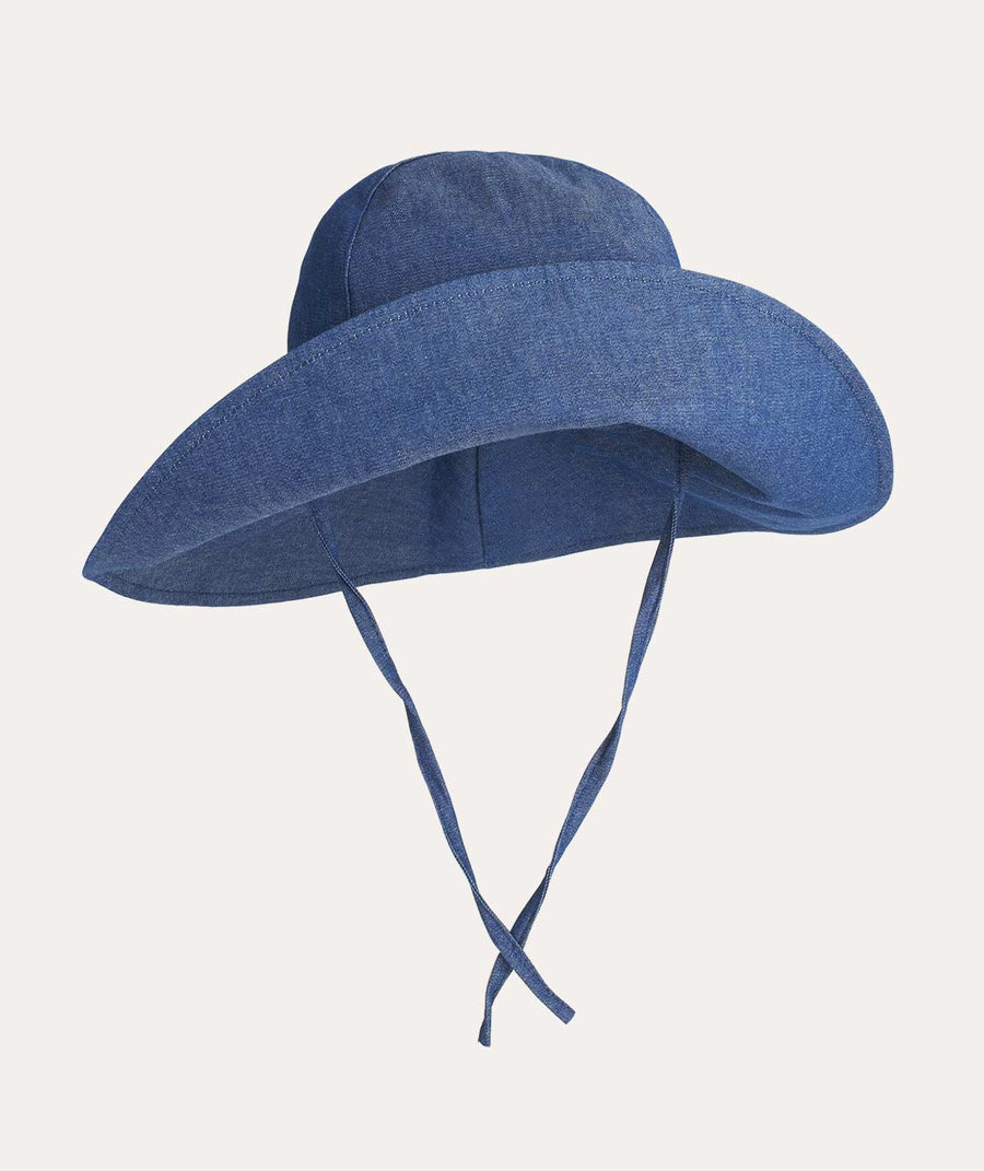 Wide Brim Sun Hat: Denim