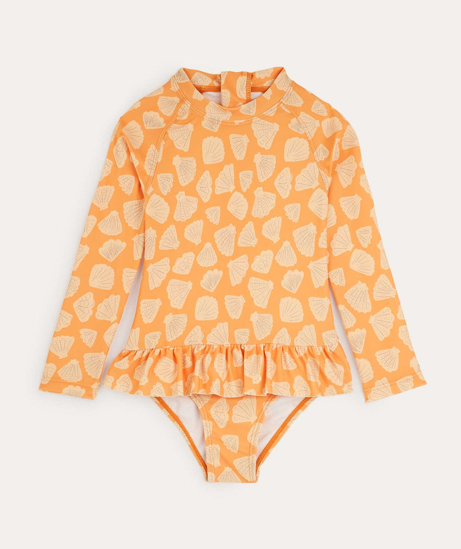 Recycled Long Sleeve Swimsuit: Apricot Shell