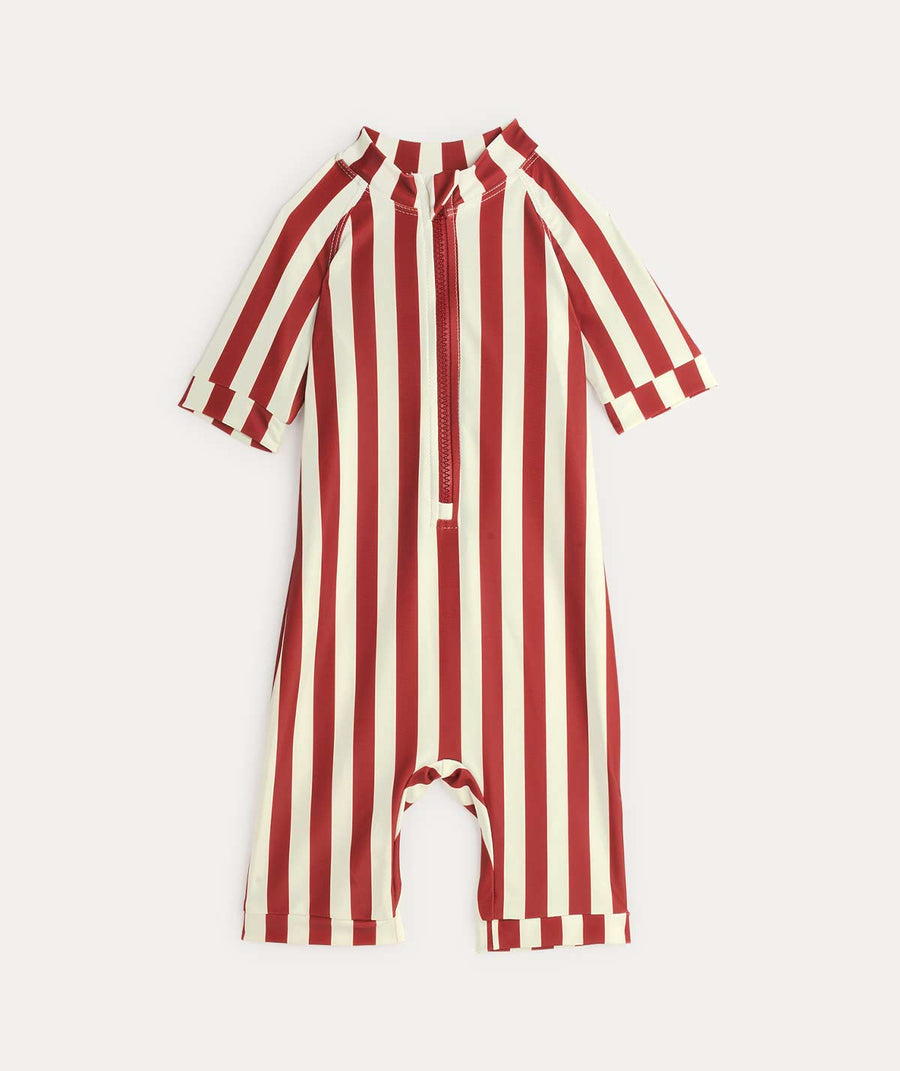 Recycled Sun Suit: Red Stripe