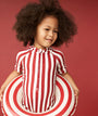 Recycled Sun Suit: Red Stripe