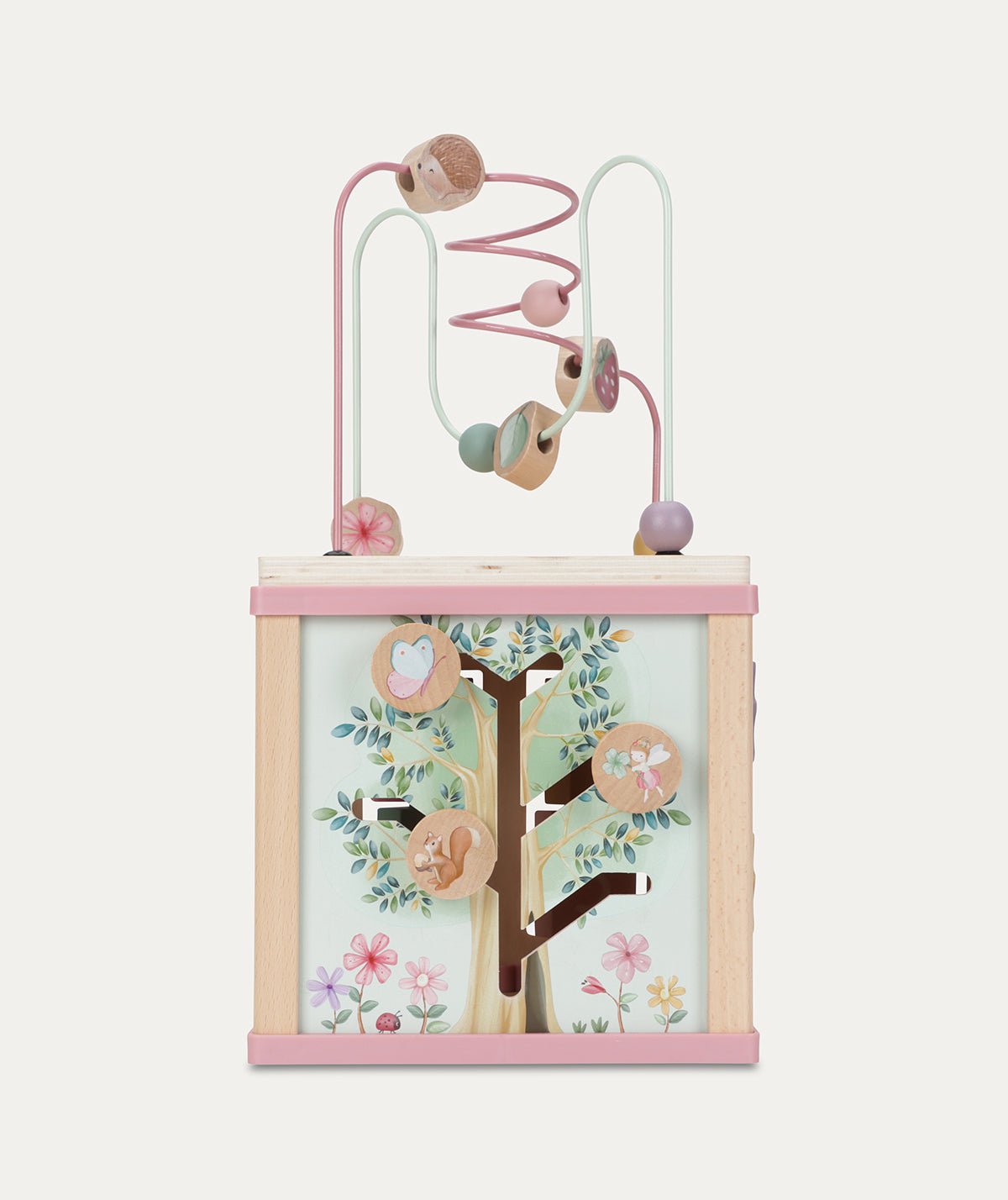 Pink wooden activity cube 2025