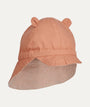 Gorm Reversible Seersucker Sun Hat: Tuscany rose / Sandy