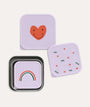 Stainless Steel Snack Box Set of 3: Heart Lavender