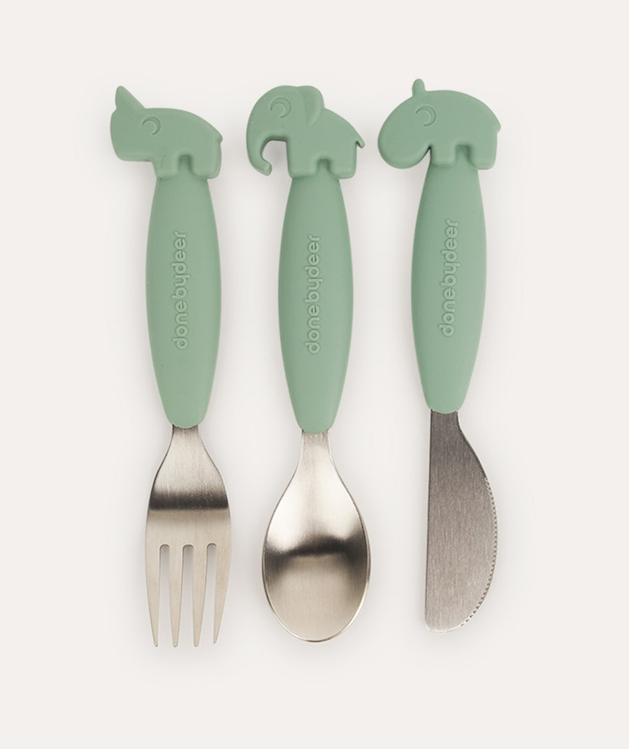 Yummy Plus Easy Grip Cutlery Set: Green
