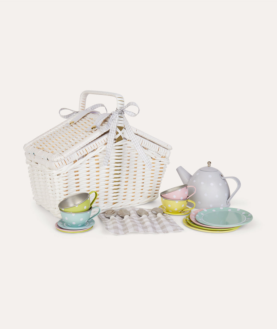 Picnic Basket Tin Tea Set
