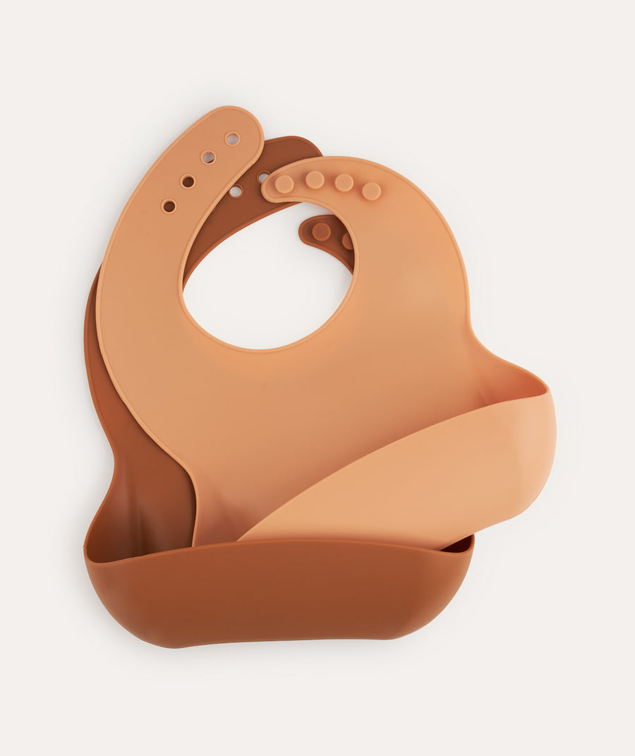 2-Pack Silicone Bibs: Apricot Mix