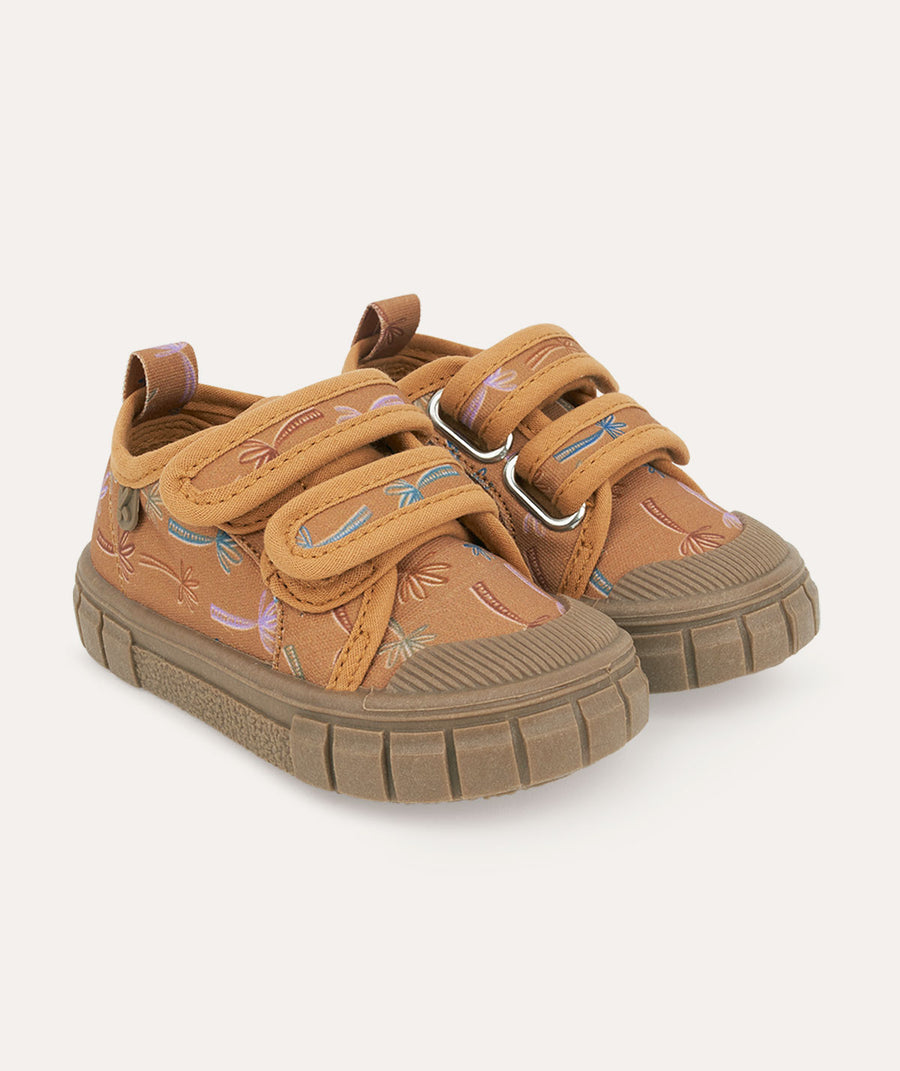 Canvas Trainers: Rust Palm Tree