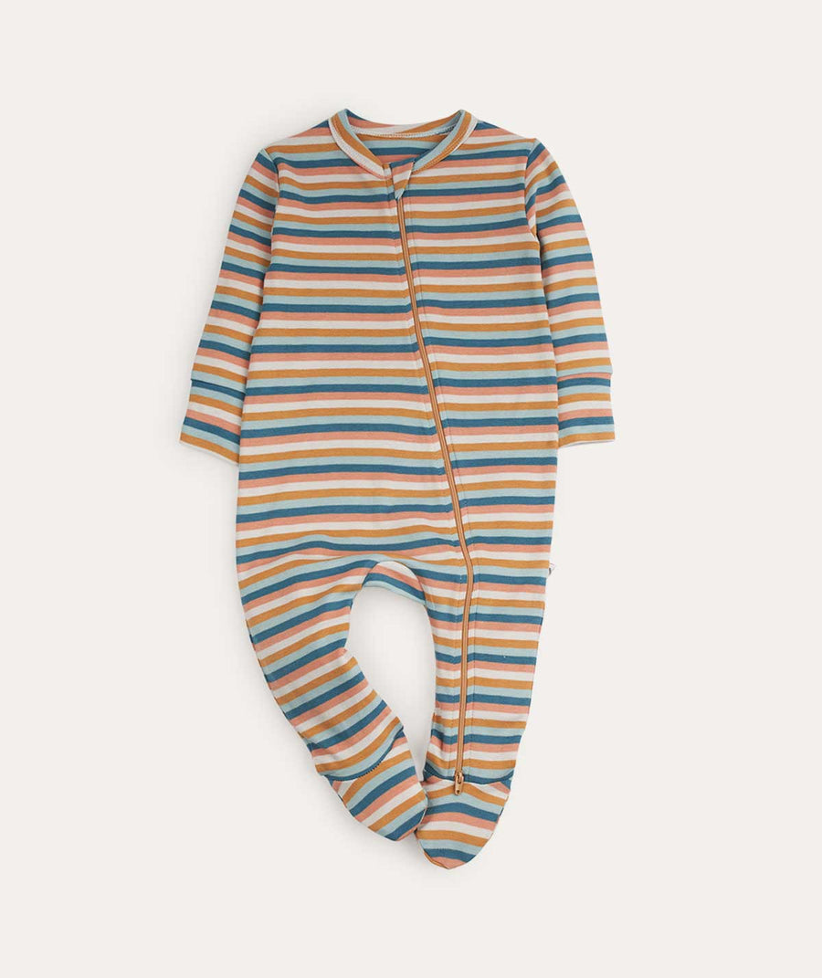 Organic Zip Sleepsuit: Multi Stripe