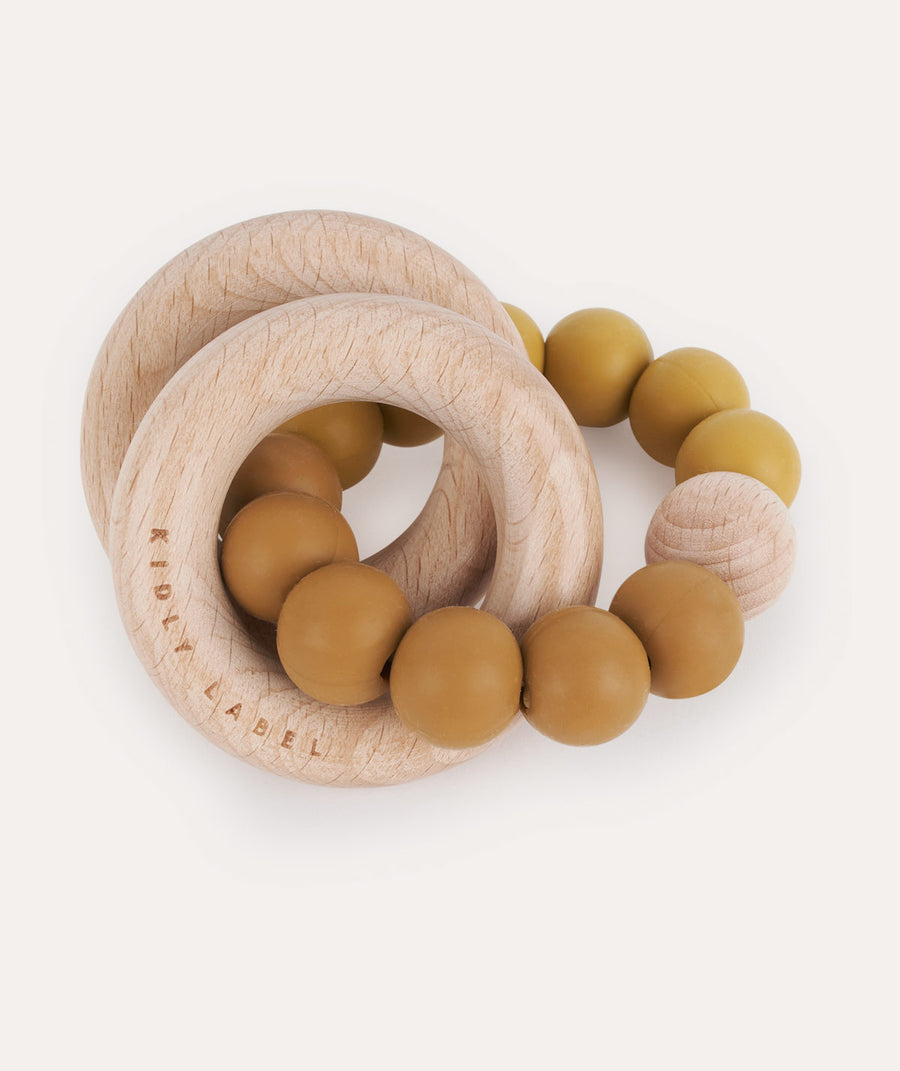 Wood & Silicone Ring Teether: Ochre